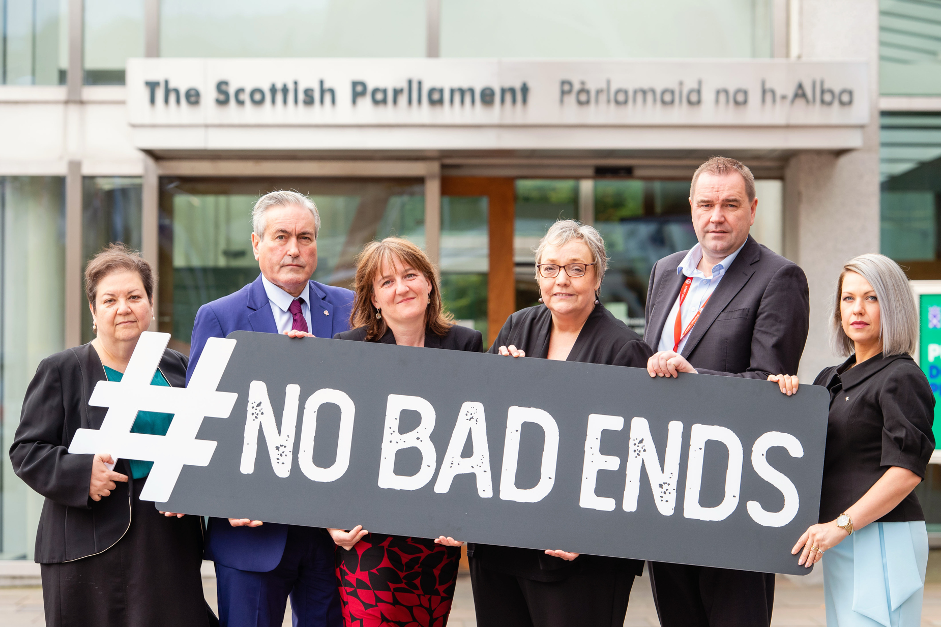 MSPs outside scottish parliament back Aberlour's new campaign