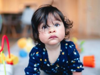 Baby crawling on the floor